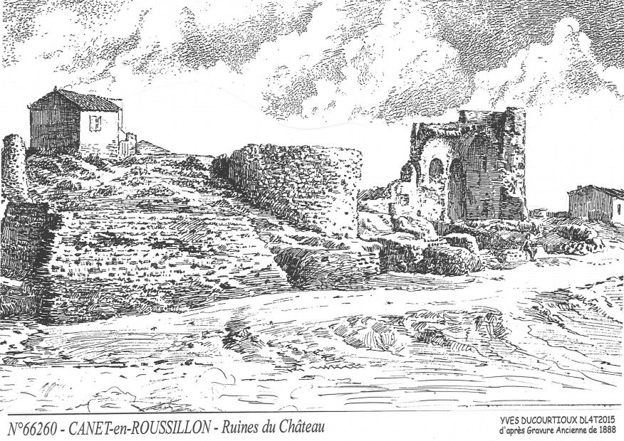 N 66260 - CANET EN ROUSSILLON - ruines du château (d'aprs gravure ancienne)